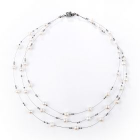 White Fresh Water Pearl Necklace Moving Tin Cup Necklace for Ladies Jewelry