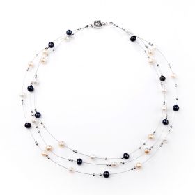Multi-color Fresh Water Pearl Women's Fashion Necklace Moving Tin Cup Necklace