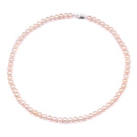 Button 7-8mm Pink Freshwater Pearl Necklace 925 Sterling Silver Clasp for Ladies Fashion Jewellery