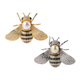 Lovely Pearl Honey Bee Animal Collar Pins Brooches For Women Lapel Brooches Jewelry