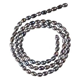 3-4mm Black Freshwater Cultured Rice Pearls for Jewelry Making DIY Strand 15 inches