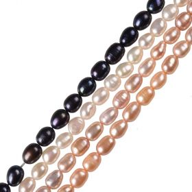 Multi Color 5-6mm Natural Freshwater Rice Pearl Strand 15 Inch Jewelry Making Beads