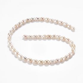 Cultured Fresh Water Pearl Beads Rice White/Pink/Lavender 5-6mm Full Strand 15 inch