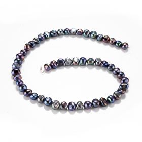 Nugget Black Freshwater Pearl Loose Beads for DIY Necklace Jewelry 7-8mm 14 Inch