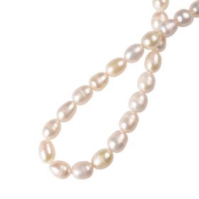 Cultured Rice Freshwater Pearl Beads White 8-9mm 15 inch/Strand