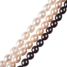 Genuine Rice Freshwater Pearl Beads 9-10mm 15 inch/Strand for Handmade Jewelry Supplies