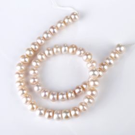 9-10mm Jewelry DIY Making Nearly Round Pink Freshwater Pearl Strand