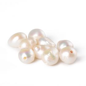 10-12mm Baroque Natural White Freshwater Pearl Beads with Larger Holes 10PCS
