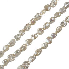 Genuine Nugget White Freshwater Cultured Pearl 6-8mm Loose Beads Strand
