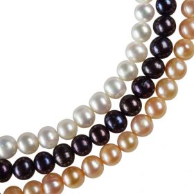 Natural 7-8mm Potato Shape Freshwater Pearl Beads Strand 15" for Jewelry Making