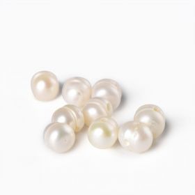 Large Hole Freshwater Pearls 8-9mm Natural White Whorl Loose Beads Wholesale 10pcs