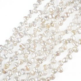 White Fresh Water Pearl Nugget Beads 15 Inch Strand Approx 63 Beads per Strand