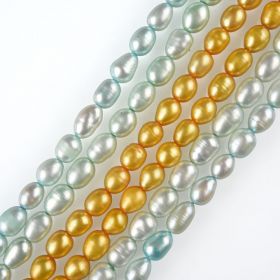 Freshwater Rice Shape Cultured Pearl Beads Strand Wholesale Dyed Multi-Colors