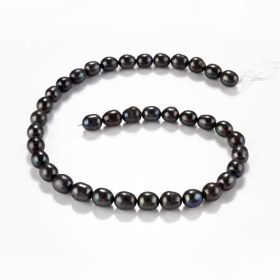 Jewelry Making 9-10mm Black/Pink Cultured Freshwater Pearl Loose Spacer Beads Strand 15"