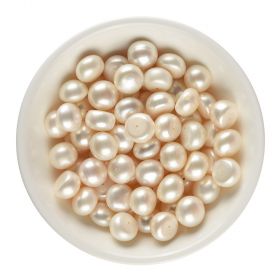 10pcs AA Quality White Half Drilled Natural Button Pearls Loose Bread Shape Beads