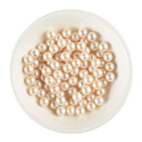 8-9mm Nearly Round White Genuine Freshwater Pearls Loose Beads No Hole 10pcs
