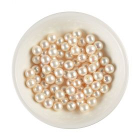 Genuine 8-9mm Half Drilled Loose White Freshwater Pearls Off Round Beads Sold by 1 bag/20pcs