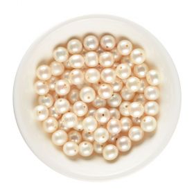 9-10mm White Round Loose Freshwater Pearls with 1.2mm Large Hole Sold by 1 pack/10pcs