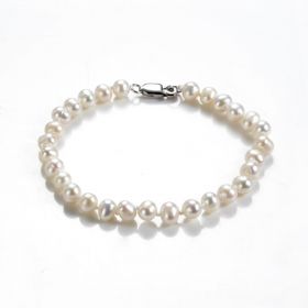 Classic 5-6mm White Potato Freshwater Pearl Bracelets Women's Fashion Jewelry