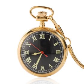 Classic Collection Gold-Plated Polished Finish Open Face Black Dial Mechanical Pocket Watch