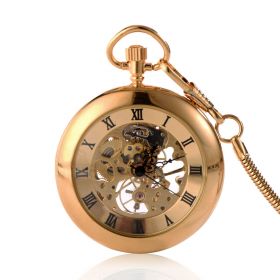 Open Face Golden Case Mechanical Movement Pocket Watch with Chain