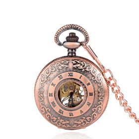 Mechanical Hand Wind Pocket Watch with Chain Arabic Number White Dial