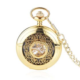Steampunk Vintage Skeleton Mechanical Pocket Watch Arabic Number with Chain