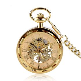 Luxury Gold Steampunk Skeleton Mechanical Pocket Watch Pendant Watches