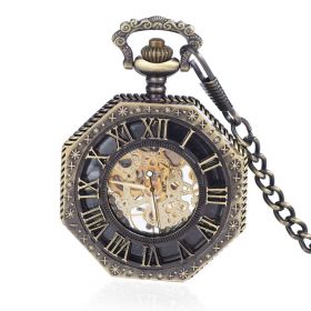 Fashion Antiqued Bronze Mechanical Pocket Watches with Roman Number for Gift