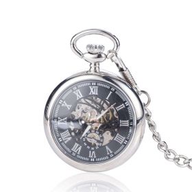 Men's Vintage Smooth Mechanical Pocket Watch Skeleton Open Face Watches Gift