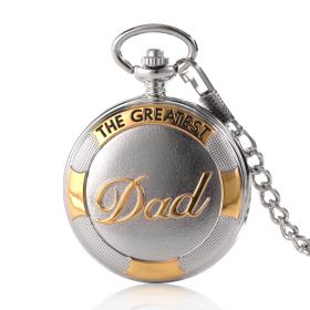 Vintage Quartz Gift Pocket Watch for Dad from Daughter Son with Chain Blue Roman Numerals