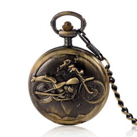 Motorcycle Antique Quartz Movement Alloy Pocket Watch with Chain
