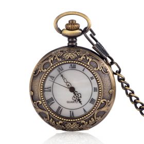 Vintage Roman Numerals Scale Quartz Pocket Watch with Chain Antique Jewelry Pendant Necklace Gifts