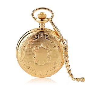 Vintage Quartz Pocket Watch Gold/Silver/Black Alloy Men's Watch with Chain for Fathers Day Gift