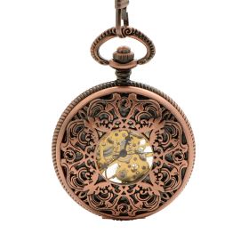 Red Copper Plated Antique Mechanical Pocket Watch Butterfly