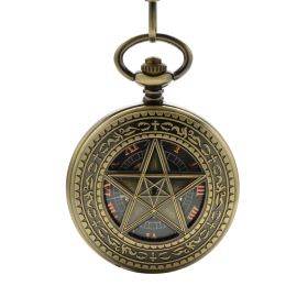 Vintage Bronze Star Mechanical Pocket Watch Roman Numerals Black Dial 