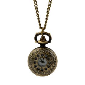 Antique Bronze Pendant Necklace Quartz Small Watch