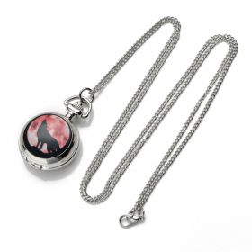 Wolf and Moon Quartz Pocket Watch Totem of Wolves Pendant Necklace Watch LPW839