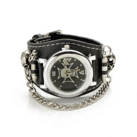 Gothic Punk Rock Chain Skull Bullets Leather Watch