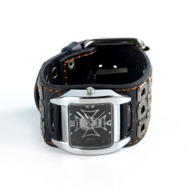 Skull Dial Black Leather Quartz Watches LVB231