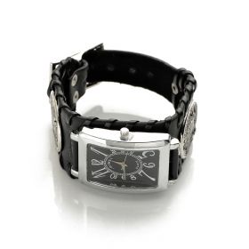 Gothic Wolf Black Leather Punk Men Bracelet Wrist Watch