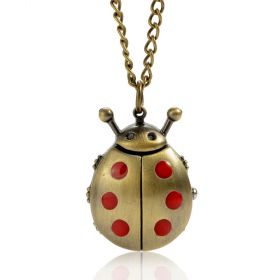 Lovely Ladybug Alloy Quartz Movement Vintage Necklace Watch