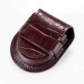 Vintage Brown Leather Pocket Watch Holder Storage Case Purse Pouch Bag
