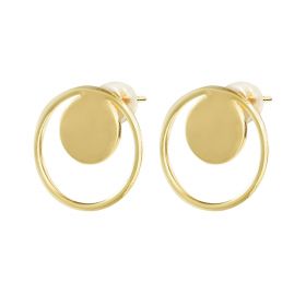 Flat Round Earring Setting Gold Plated Ear Stud Loop Components for Earring Making