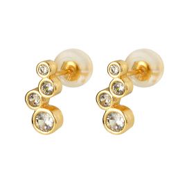 Simple Clear Rhinestone Inlaid Gold Plated Brass Stud Earrings Jewelry for Women Girls