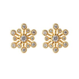 Sparkling Flower Halo Cluster Rhinestone Stud Earrings Gold Plated Brass for Women Girls
