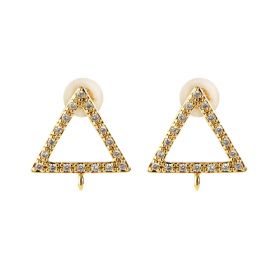Gold Plated Ear Stud Components Sparkling Rhinestone Triangle Earring Setting for DIY Earring Making