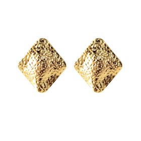 Gold Plated Brass Chunky Rhombus Screw back Girls Earrings Studs Making Jewelry Supplies