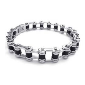 Bicycle Chain Bracelet with Rubber 304 Stainless Steel