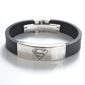 Batman 304 Stainless Steel Black Rubber Bracelet